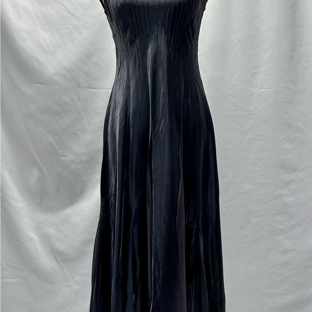 S.L. Fashions Gray Crinkled Slip Dress S Clear Embellishments mermaid bottom